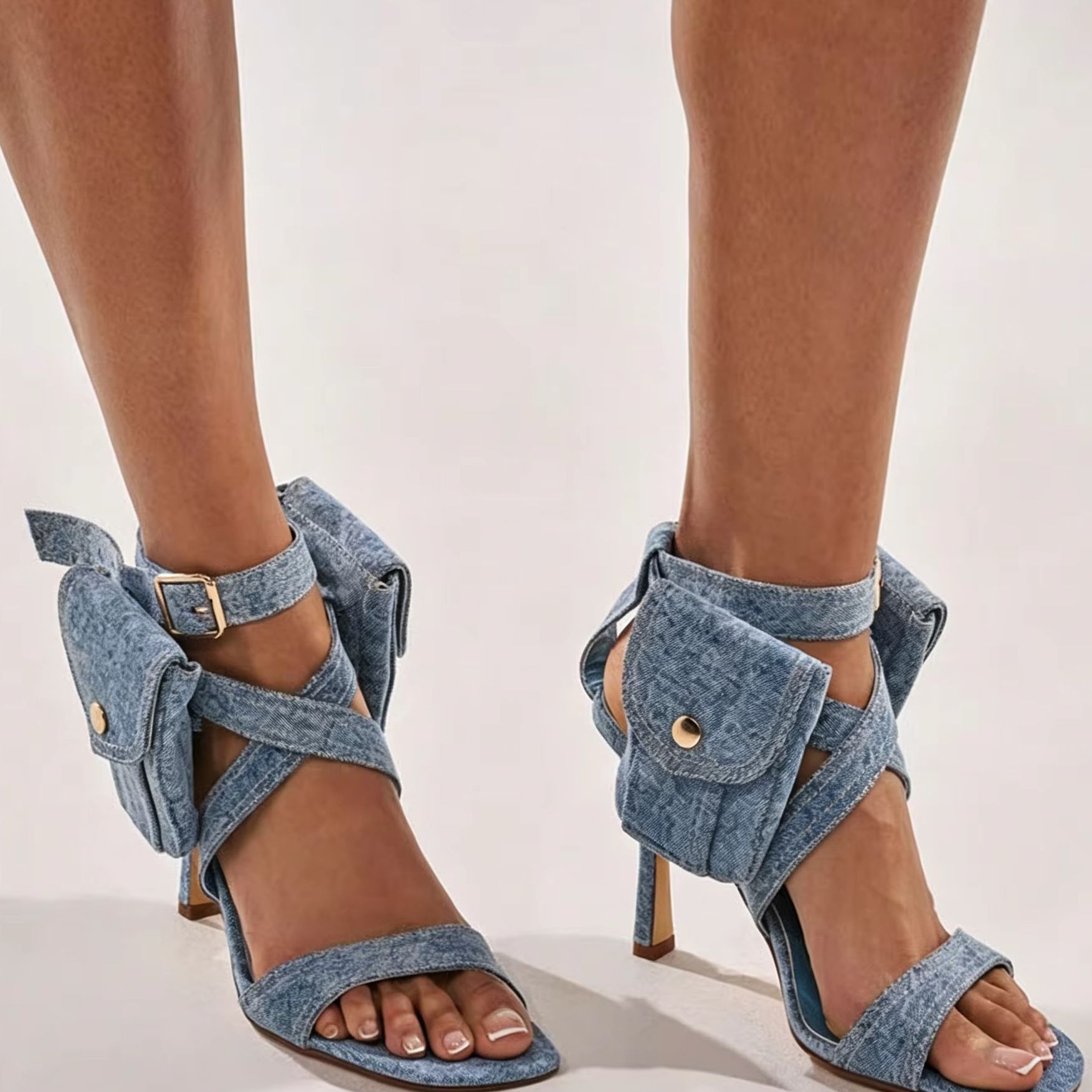 Women Blue Denim Pocket Ankle  - Street Fashion Y2K recension och pris